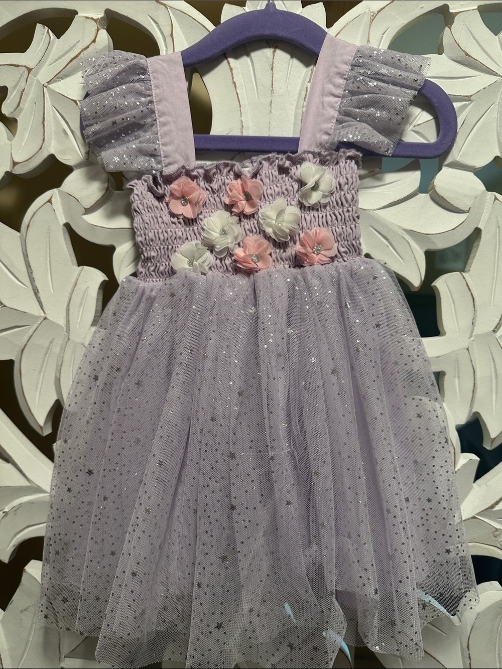 Girls' Lavender Tulle Floral Party Dress